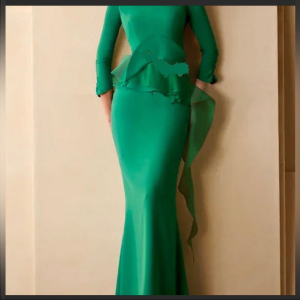 Elegant Green Peplum Gown